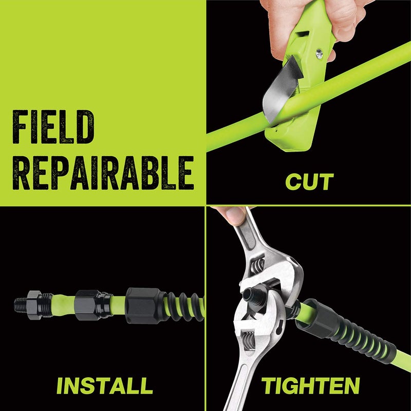 Flexzilla Pro Air Hose with ColorConnex Industrial Type D Coupler and Plug, 3/8 in. x 25 ft. - HFZP3825YW2-D - Image 4